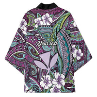 Personalised Hawaii Tribal Humpback Whale Kimono Poni Hibiscus Seamless Pattern