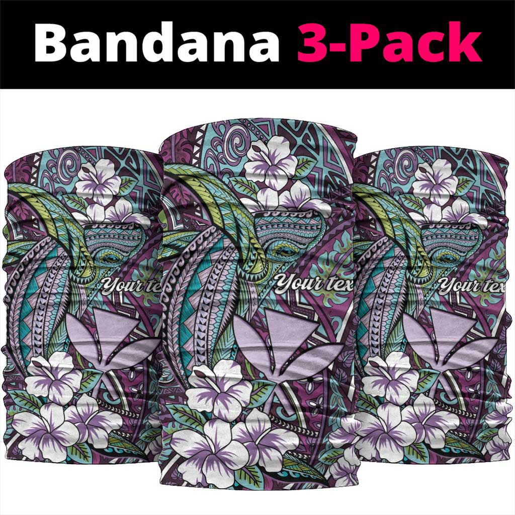 Personalised Hawaii Tribal Humpback Whale Neck Gaiter Poni Hibiscus Seamless Pattern