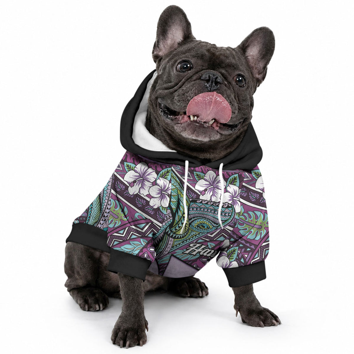 Personalised Hawaii Tribal Humpback Whale Pet Hoodie Poni Hibiscus Seamless Pattern LT9 - Polynesian Pride