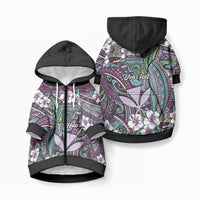 Personalised Hawaii Tribal Humpback Whale Pet Hoodie Poni Hibiscus Seamless Pattern LT9 Zip-up Blue - Polynesian Pride