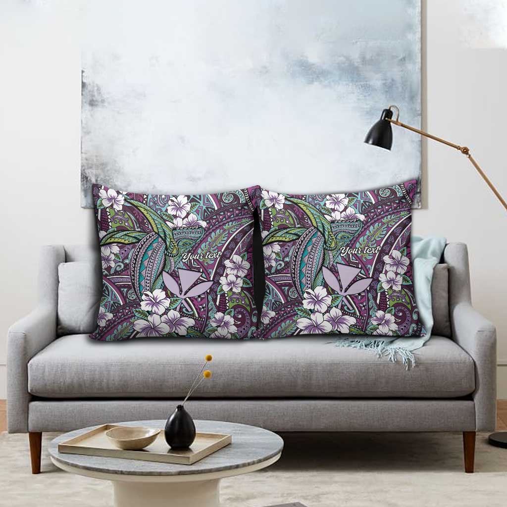 Personalised Hawaii Tribal Humpback Whale Pillow Cover Poni Hibiscus Seamless Pattern