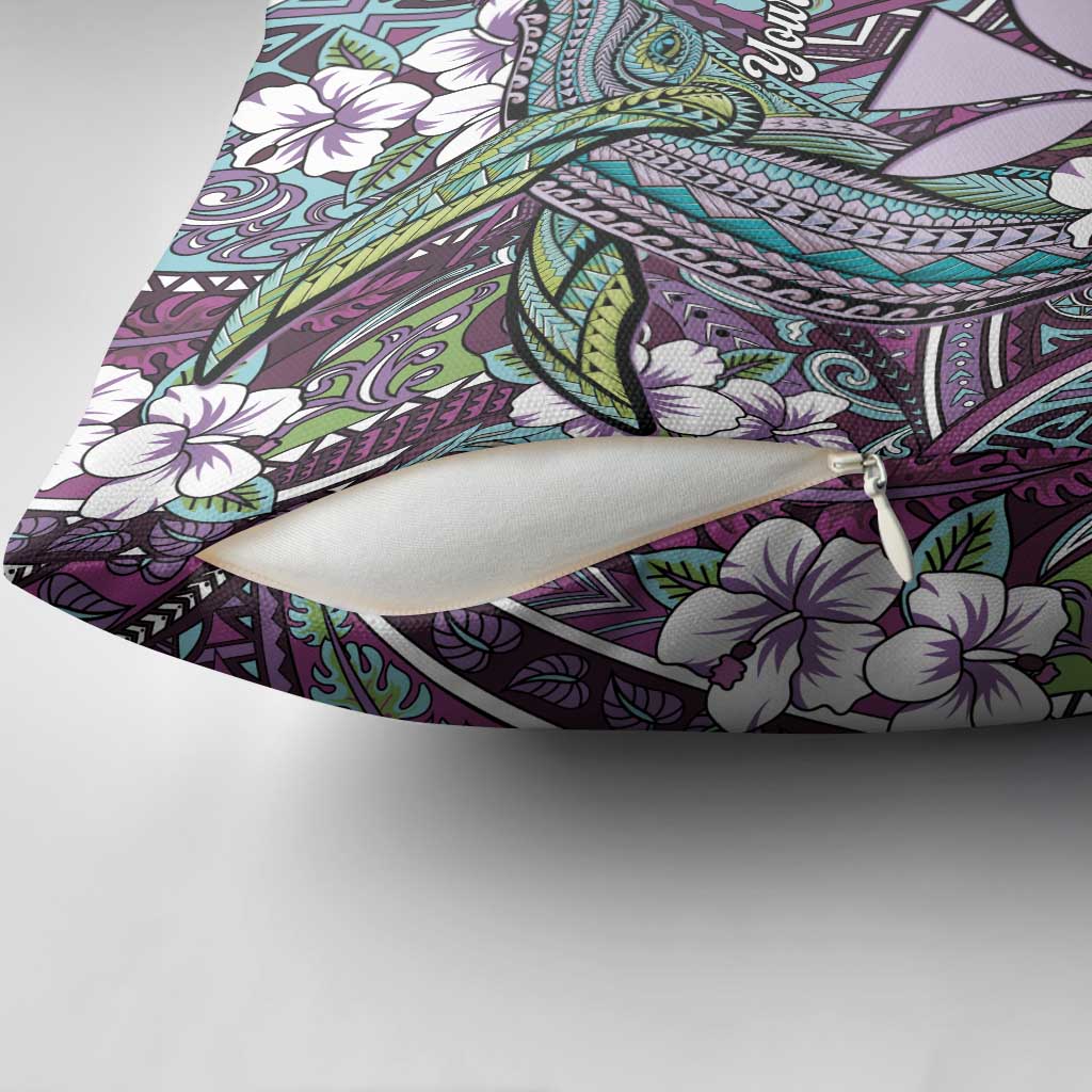 Personalised Hawaii Tribal Humpback Whale Pillow Cover Poni Hibiscus Seamless Pattern