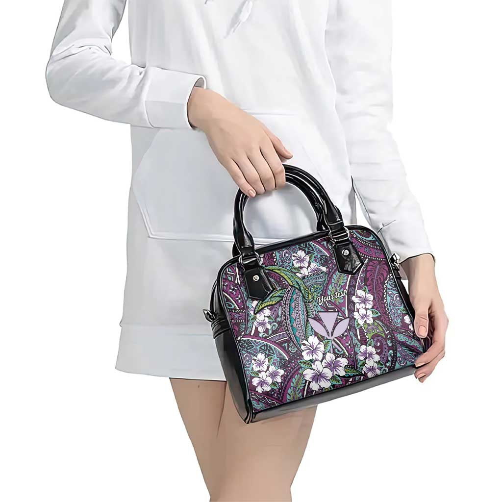 Personalised Hawaii Tribal Humpback Whale Shoulder Handbag Poni Hibiscus Seamless Pattern