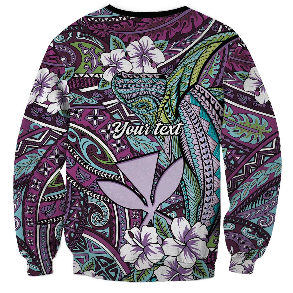 Personalised Hawaii Tribal Humpback Whale Sweatshirt Poni Hibiscus Seamless Pattern