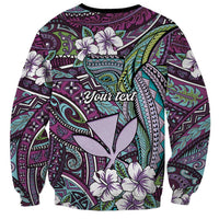 Personalised Hawaii Tribal Humpback Whale Sweatshirt Poni Hibiscus Seamless Pattern