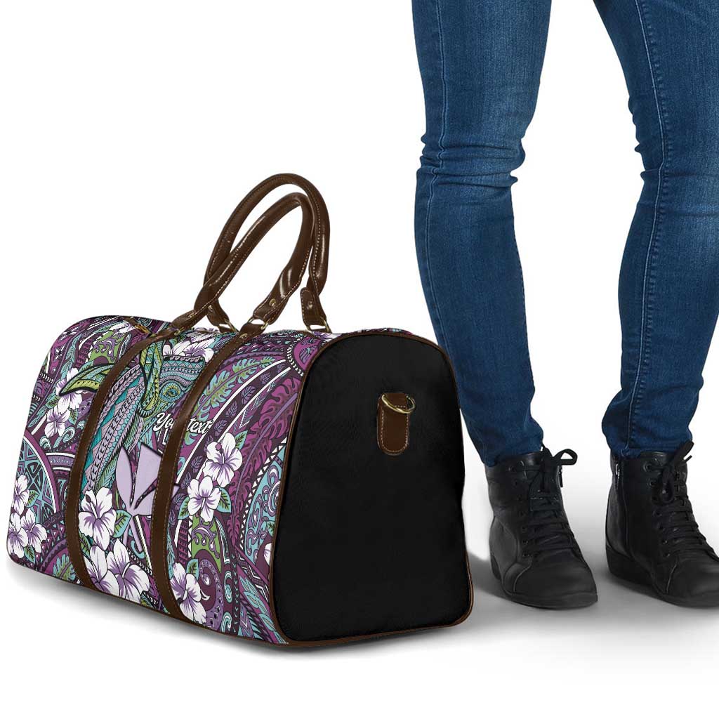 Personalised Hawaii Tribal Humpback Whale Travel Bag Poni Hibiscus Seamless Pattern