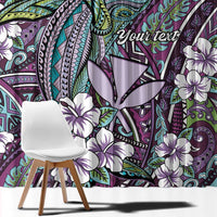 Personalised Hawaii Tribal Humpback Whale Window Curtain Poni Hibiscus Seamless Pattern