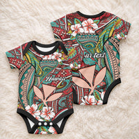 Personalised Hawaii Tribal Humpback Whale Baby Onesie Ulaula Hibiscus Seamless Pattern LT9 - Polynesian Pride