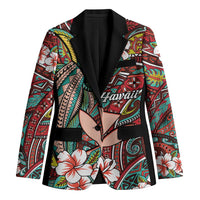 Personalised Hawaii Tribal Humpback Whale Blazer Ulaula Hibiscus Seamless Pattern
