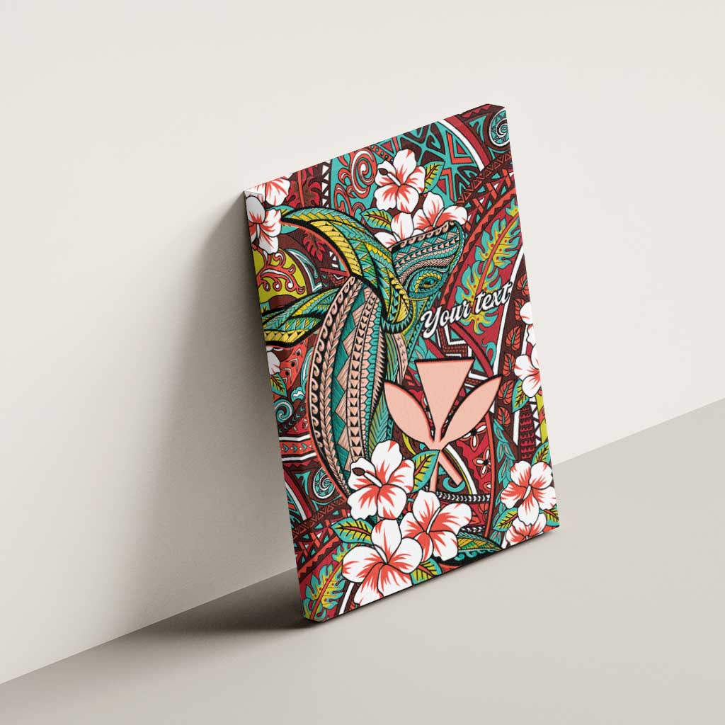 Personalised Hawaii Tribal Humpback Whale Canvas Wall Art Ulaula Hibiscus Seamless Pattern