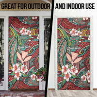 Personalised Hawaii Tribal Humpback Whale Door Cover Ulaula Hibiscus Seamless Pattern