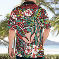 Personalised Hawaii Tribal Humpback Whale Hawaiian Shirt Ulaula Hibiscus Seamless Pattern