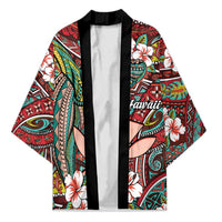 Personalised Hawaii Tribal Humpback Whale Kimono Ulaula Hibiscus Seamless Pattern