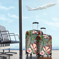 Personalised Hawaii Tribal Humpback Whale Luggage Cover Ulaula Hibiscus Seamless Pattern