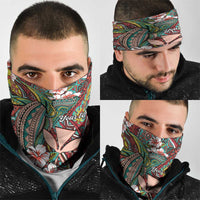 Personalised Hawaii Tribal Humpback Whale Neck Gaiter Ulaula Hibiscus Seamless Pattern