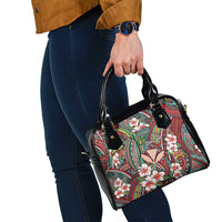 Personalised Hawaii Tribal Humpback Whale Shoulder Handbag Ulaula Hibiscus Seamless Pattern