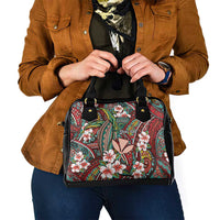 Personalised Hawaii Tribal Humpback Whale Shoulder Handbag Ulaula Hibiscus Seamless Pattern