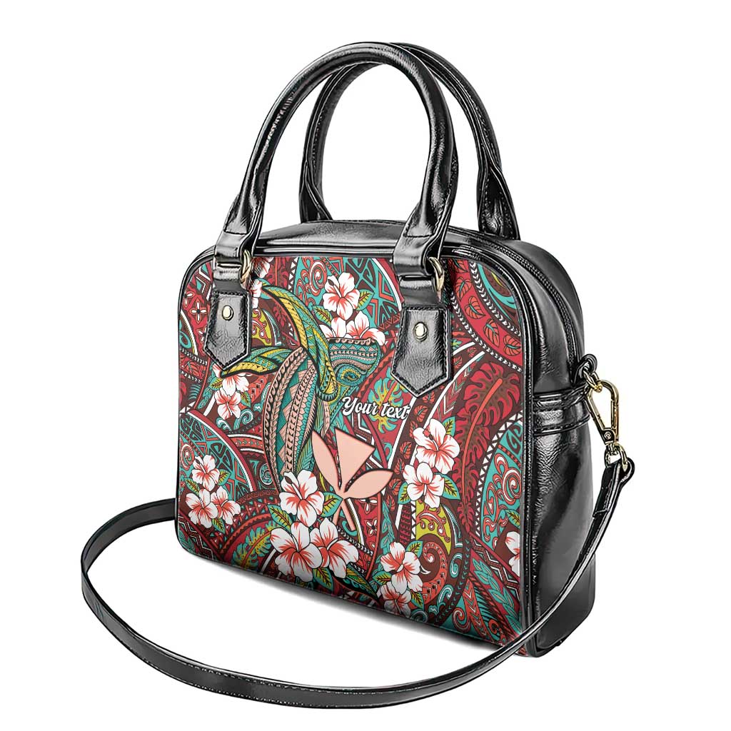 Personalised Hawaii Tribal Humpback Whale Shoulder Handbag Ulaula Hibiscus Seamless Pattern