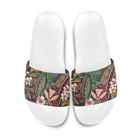 Personalised Hawaii Tribal Humpback Whale Slide Sandals Ulaula Hibiscus Seamless Pattern