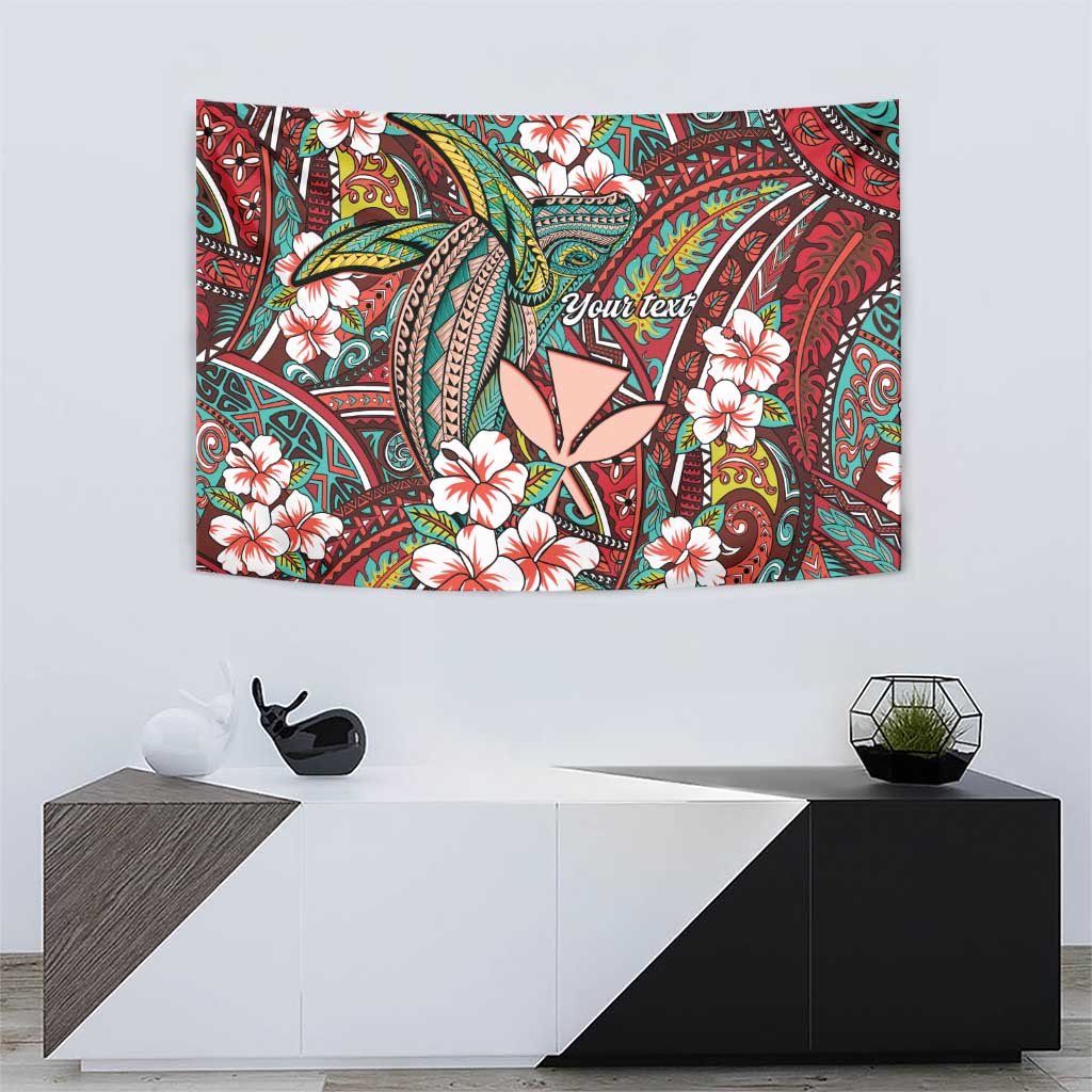 Personalised Hawaii Tribal Humpback Whale Tapestry Ulaula Hibiscus Seamless Pattern
