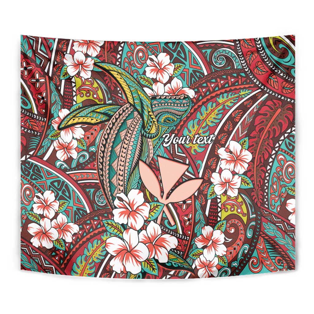 Personalised Hawaii Tribal Humpback Whale Tapestry Ulaula Hibiscus Seamless Pattern