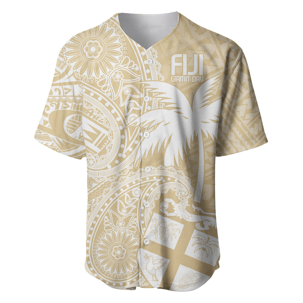 Custom Indo Fijians Baseball Jersey Fiji ke Hindustani Polyneisan Paisley Beige Style