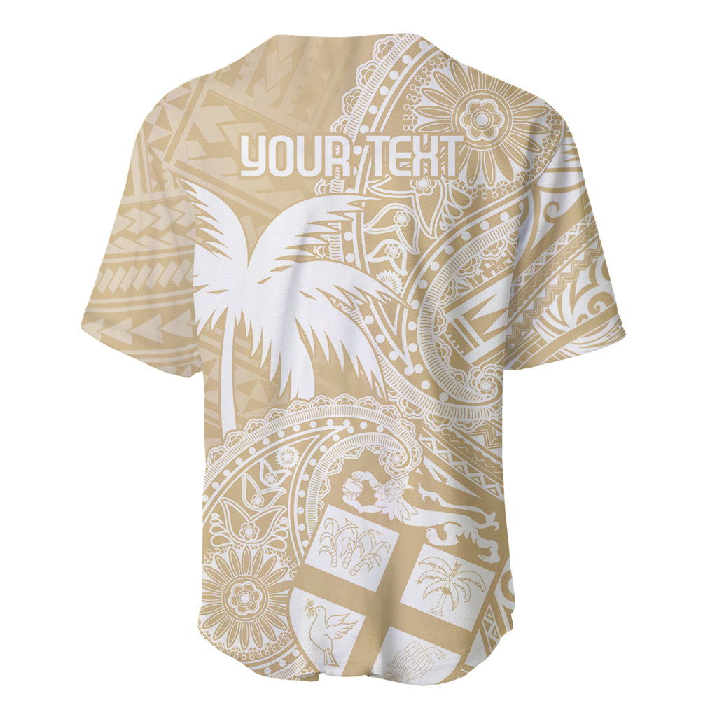 Custom Indo Fijians Baseball Jersey Fiji ke Hindustani Polyneisan Paisley Beige Style