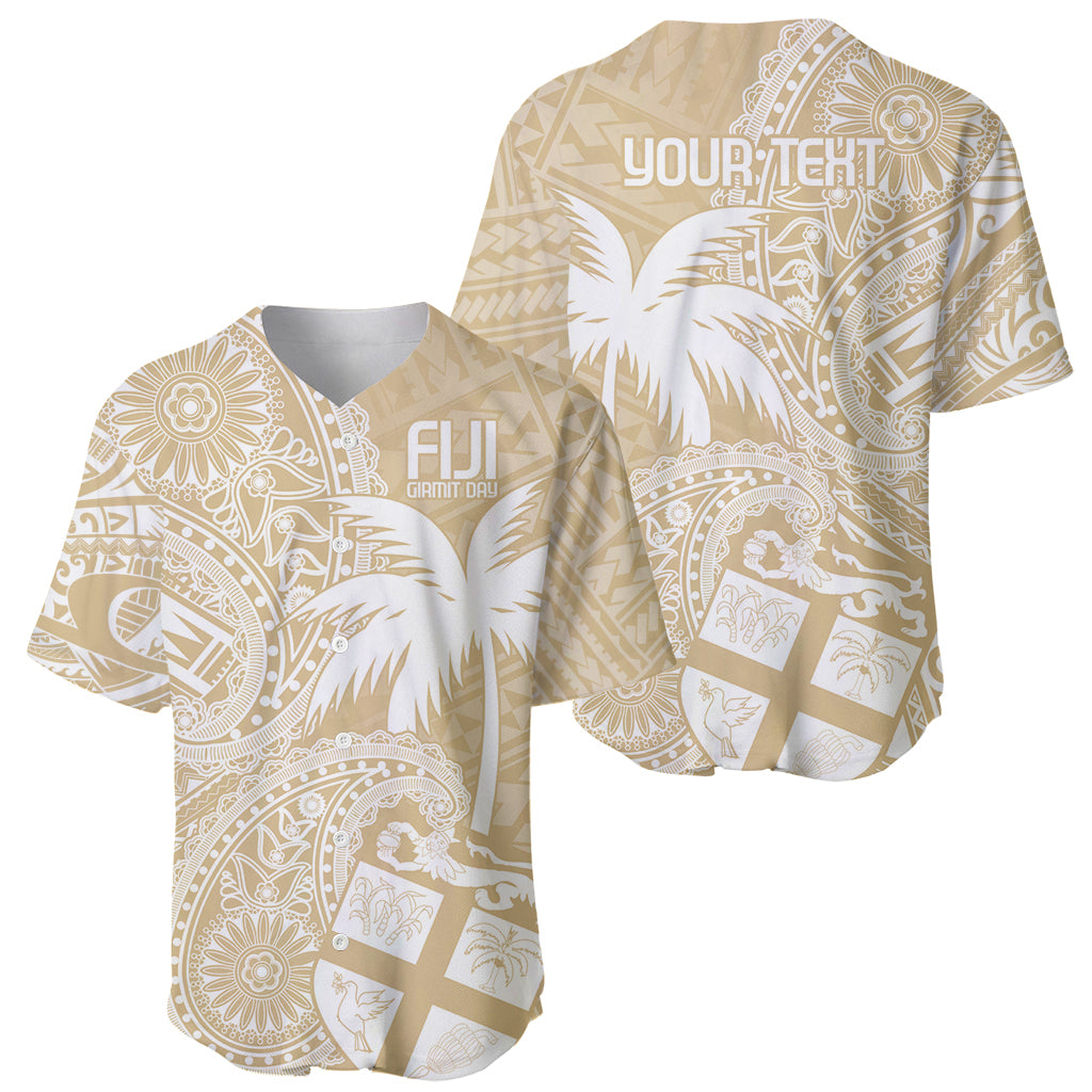 Custom Indo Fijians Baseball Jersey Fiji ke Hindustani Polyneisan Paisley Beige Style