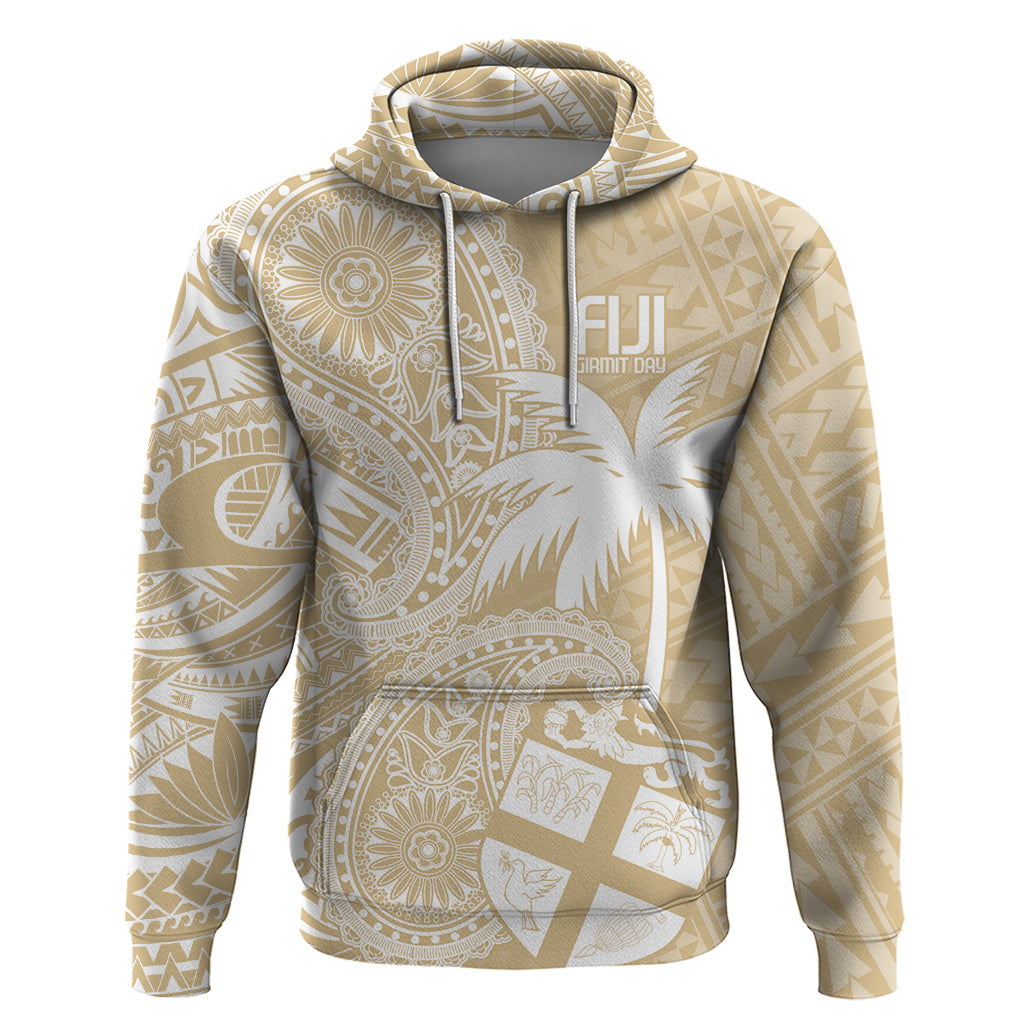 Custom Indo Fijians Hoodie Fiji ke Hindustani Polyneisan Paisley Beige Style