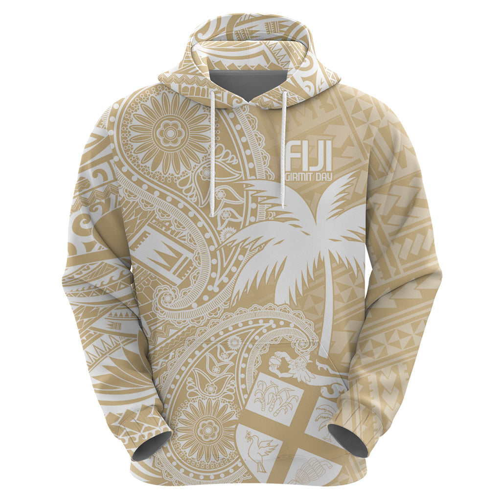 Custom Indo Fijians Hoodie Fiji ke Hindustani Polyneisan Paisley Beige Style