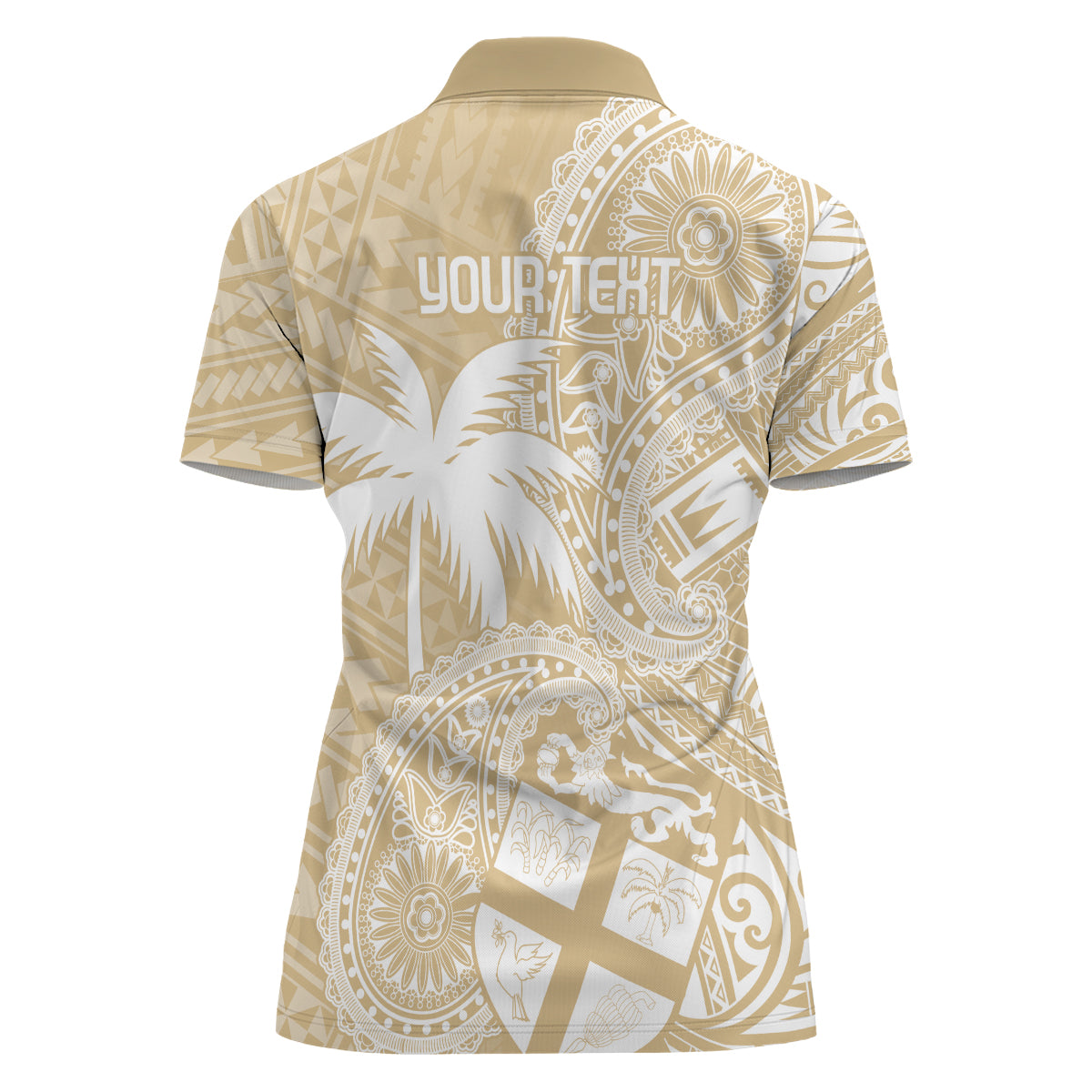 Custom Indo Fijians Women Polo Shirt Fiji ke Hindustani Polyneisan Paisley Beige Style