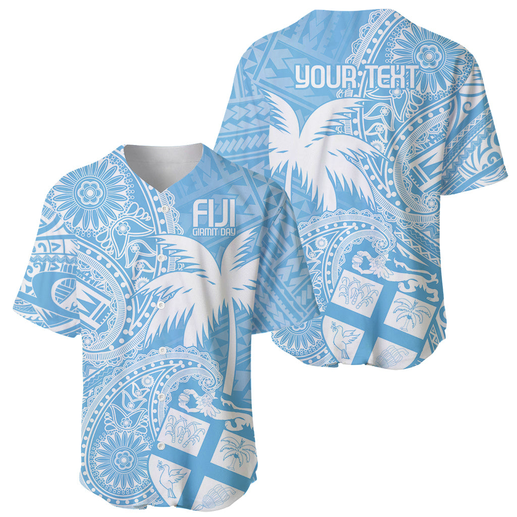 Custom Indo Fijians Baseball Jersey Fiji ke Hindustani Polyneisan Paisley Blue Style