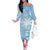 Custom Indo Fijians Family Matching Off The Shoulder Long Sleeve Dress and Hawaiian Shirt Fiji ke Hindustani Polyneisan Paisley Blue Style