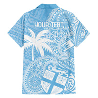 Custom Indo Fijians Family Matching Tank Maxi Dress and Hawaiian Shirt Fiji ke Hindustani Polyneisan Paisley Blue Style