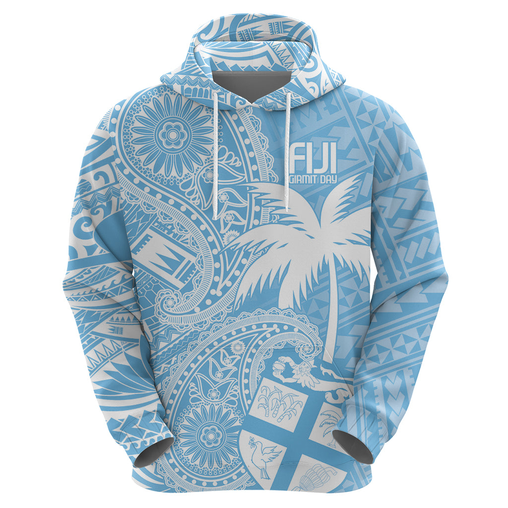 Custom Indo Fijians Hoodie Fiji ke Hindustani Polyneisan Paisley Blue Style
