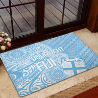 Custom Indo Fijians Rubber Doormat Fiji ke Hindustani Polyneisan Paisley Blue Style