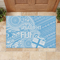 Custom Indo Fijians Rubber Doormat Fiji ke Hindustani Polyneisan Paisley Blue Style