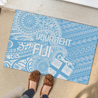 Custom Indo Fijians Rubber Doormat Fiji ke Hindustani Polyneisan Paisley Blue Style