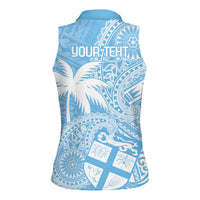 Custom Indo Fijians Women Sleeveless Polo Shirt Fiji ke Hindustani Polyneisan Paisley Blue Style LT9 - Polynesian Pride