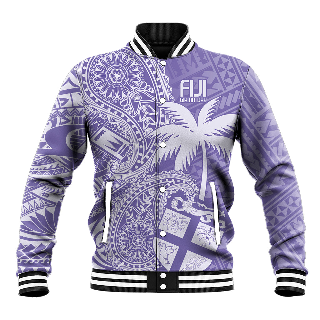 Custom Indo Fijians Baseball Jacket Fiji ke Hindustani Polyneisan Paisley Purple Style