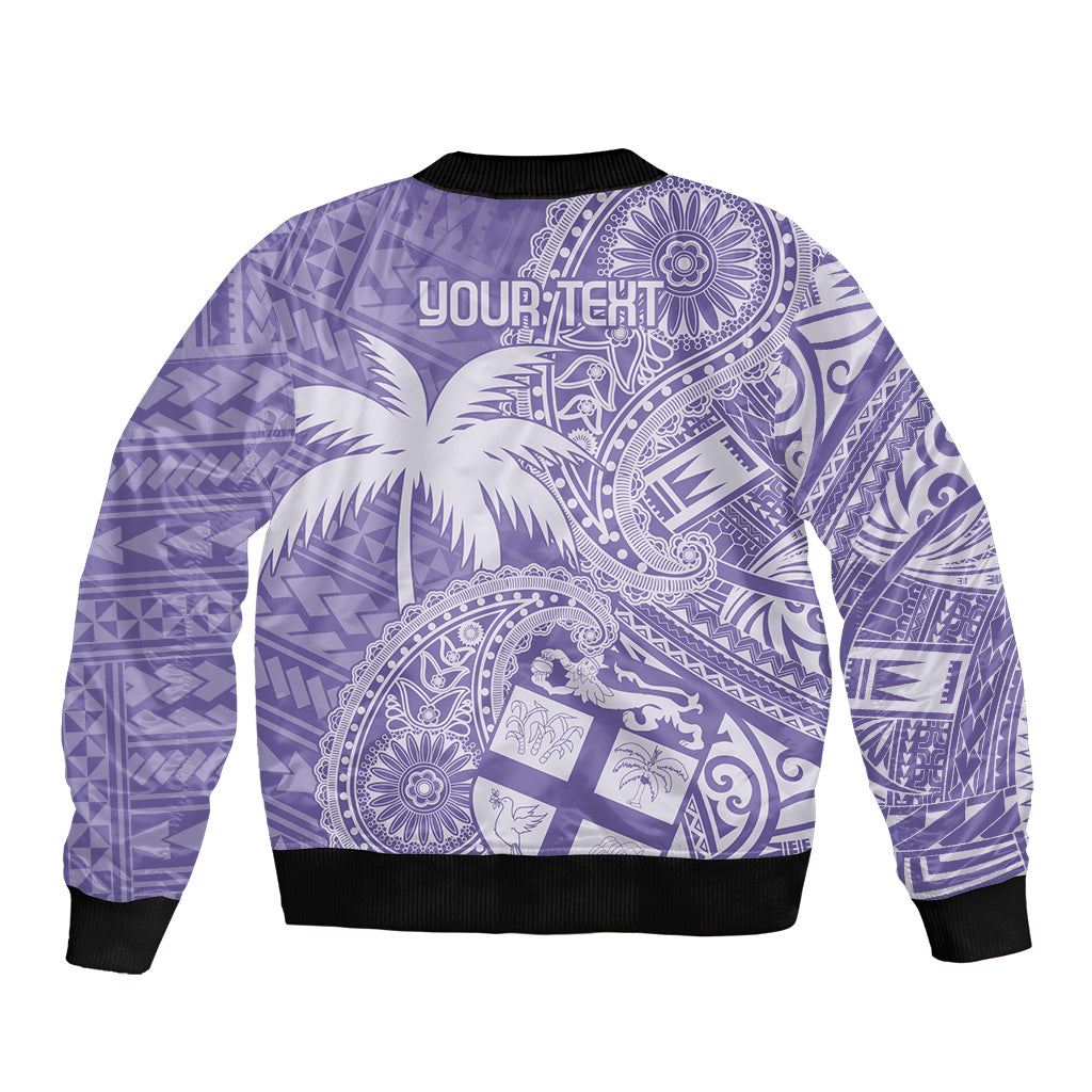 Custom Indo Fijians Bomber Jacket Fiji ke Hindustani Polyneisan Paisley Purple Style