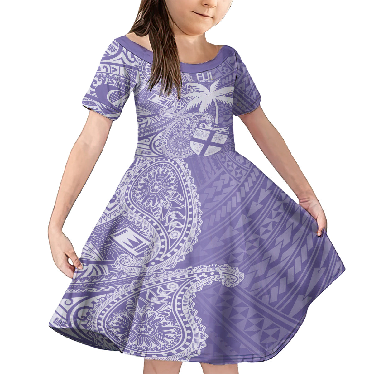 Custom Indo Fijians Family Matching Mermaid Dress and Hawaiian Shirt Fiji ke Hindustani Polyneisan Paisley Purple Style