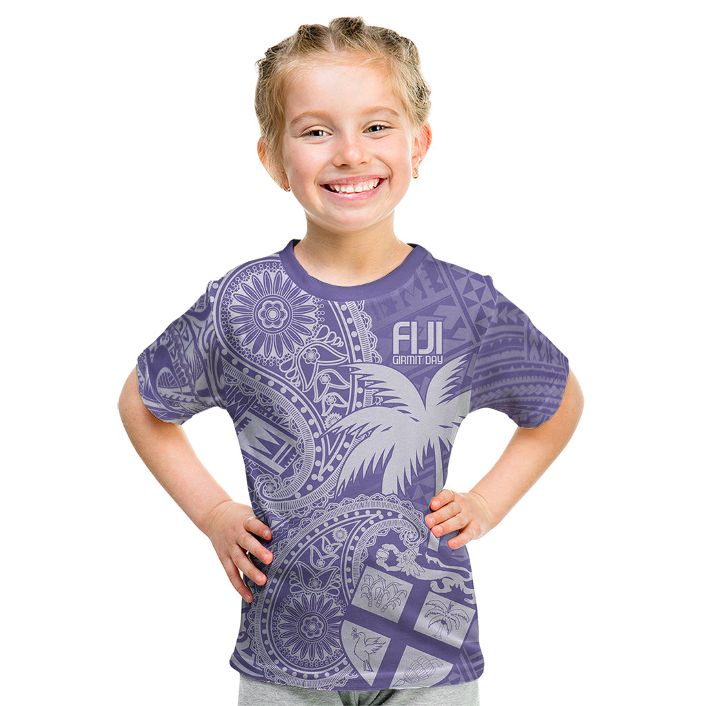 Custom Indo Fijians Kid T Shirt Fiji ke Hindustani Polyneisan Paisley Purple Style LT9 Purple - Polynesian Pride