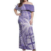 Custom Indo Fijians Off Shoulder Maxi Dress Fiji ke Hindustani Polyneisan Paisley Purple Style LT9 Women Purple - Polynesian Pride