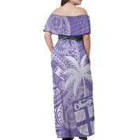 Custom Indo Fijians Off Shoulder Maxi Dress Fiji ke Hindustani Polyneisan Paisley Purple Style LT9 - Polynesian Pride