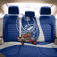 Blue Guam Hafa Adai Back Car Seat Cover Tropical Flowers with Polynesian Pattern