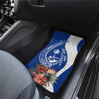 Blue Guam Hafa Adai Car Mats Tropical Flowers with Polynesian Pattern