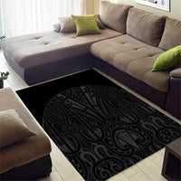 Queensland Maori Rugby Nga Hau e Wha Area Rug Black Motif