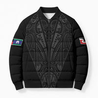 Queensland Maori Rugby Nga Hau e Wha Bomber Puffer Jacket Black Motif - Polynesian Pride