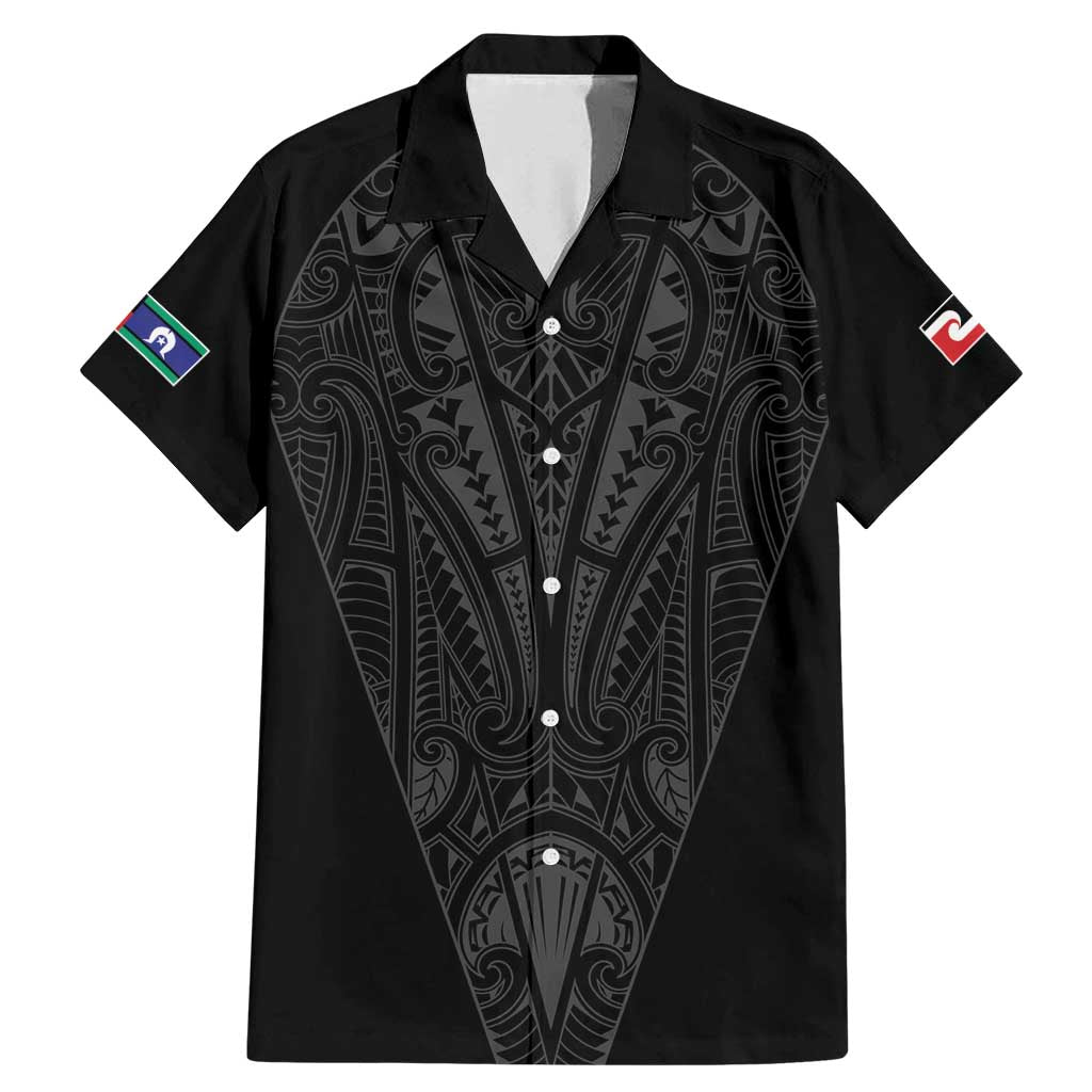 Queensland Maori Rugby Nga Hau e Wha Family Matching Mermaid Dress and Hawaiian Shirt Black Motif LT9 Dad's Shirt - Short Sleeve Black - Polynesian Pride